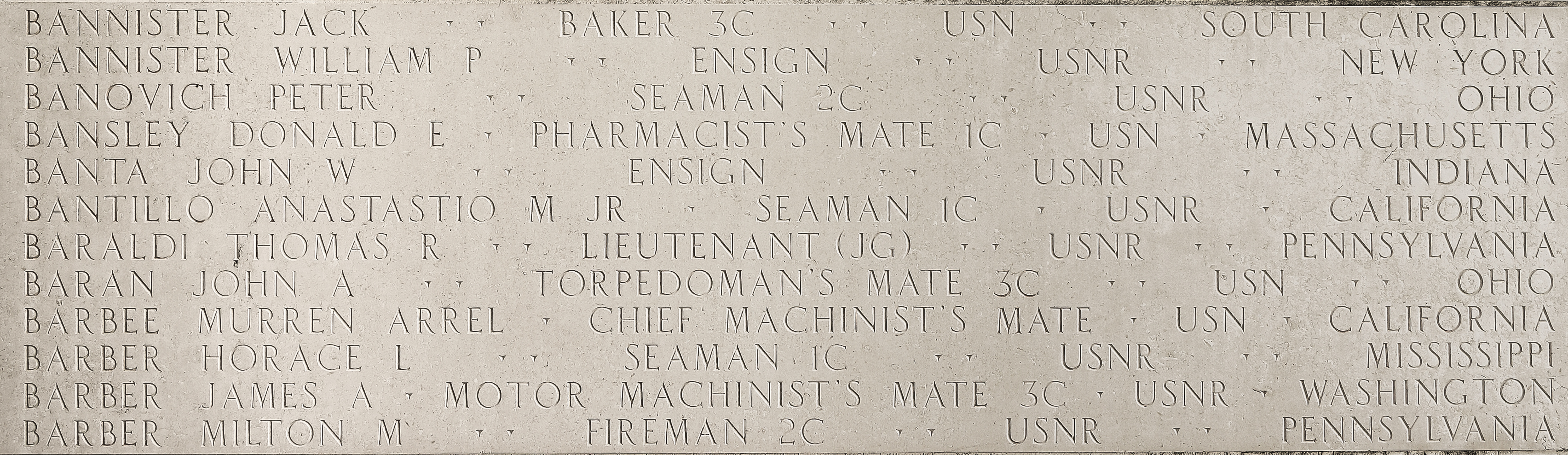 Peter  Banovich, Seaman Second Class